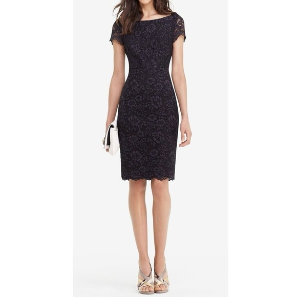 DVF Diane Von Furstenberg Ainsley Lace Sheath Dress Black - Picture 1 of 16